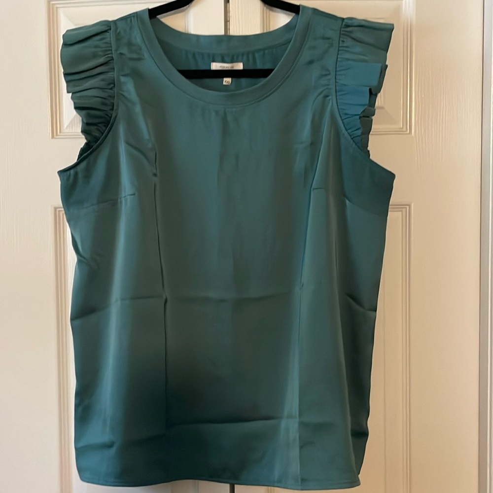Maurices Teal Ruffle Shoulder Sleeveless